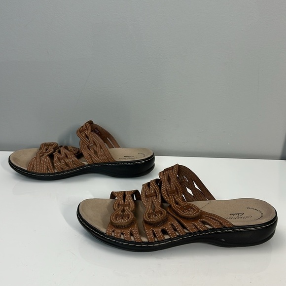 Clarks Leisa Faye Tan Brown Leather Sandals Size 9.5 - Picture 3 of 15